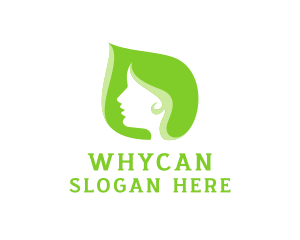 Makeup - Green Leaf Woman logo design