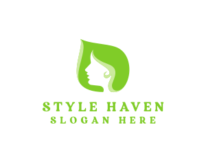 Green Beauty Woman logo design