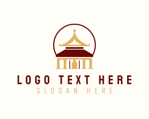 Landmark - Pagoda Temple Structure logo design