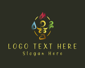 Person - Gold Yoga Elements logo design