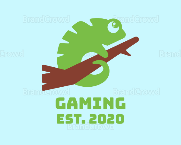 Cute Green Chameleon Logo