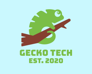 Gecko - Cute Green Chameleon logo design