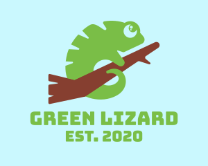 Iguana - Cute Green Chameleon logo design