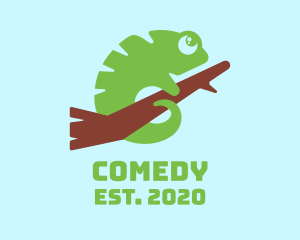 Animal - Cute Green Chameleon logo design