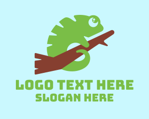 Cute Green Chameleon Logo