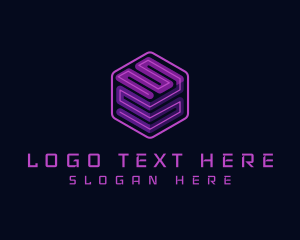 Neon - Gaming Cube Letter MS logo design