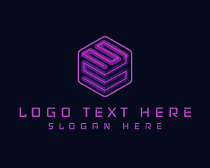 Violet - Gaming Cube Letter MS logo design