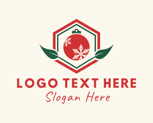 Holiday - Hexagon Leaf Christmas Ball logo design