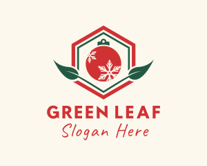 Hexagon Leaf Christmas Ball logo design