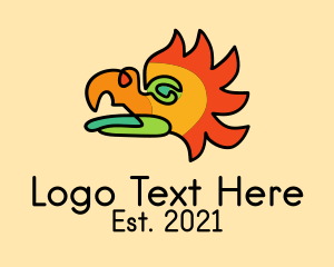 Tribal - Monoline Colorful Bird logo design