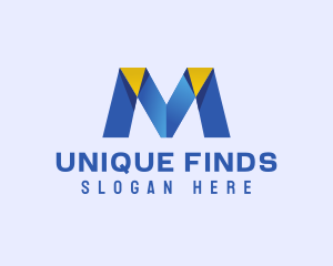 Merchandise - Origami Fold Letter M logo design