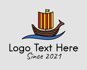 War - Viking Sail Boat logo design