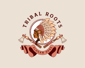 Woman Tribal Headdress logo design