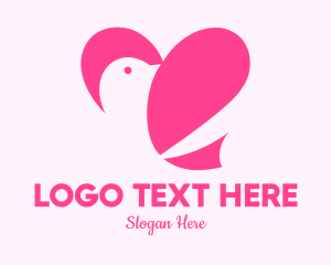 Valentine - Pink Heart Dove logo design