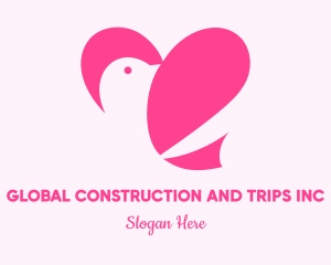 Dating - Pink Heart Dove logo design