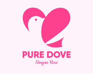 Pink Heart Dove logo design