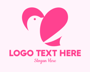 Romantic - Pink Heart Dove logo design