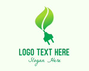Electricity - Green Eco Plug logo design