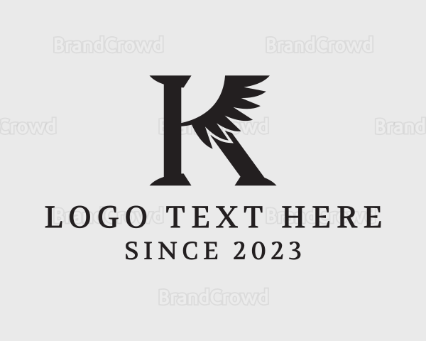Serif Wing Letter K Logo