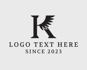 Wing - Serif Wing Letter K logo design