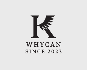 Feather - Serif Wing Letter K logo design