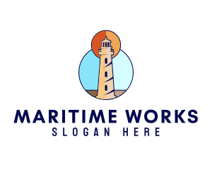 Ocean Coast Lighthouse logo design