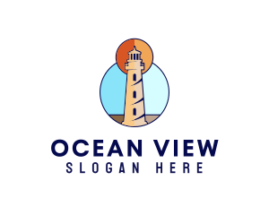 Ocean Coast Lighthouse logo design