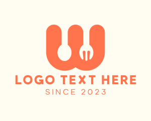 Cafeteria - Utensils Eatery Letter W logo design