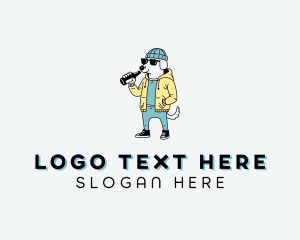 Liquor - Sunglasses Dog Drinking logo design