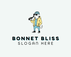 Bonnet - Sunglasses Dog Drinking logo design