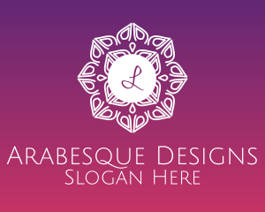 Ornamental Flower Stroke Lettermark logo design