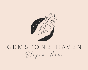 Cosmic Crystal Jeweler Hand logo design