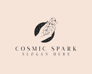 Cosmic Crystal Jeweler Hand logo design