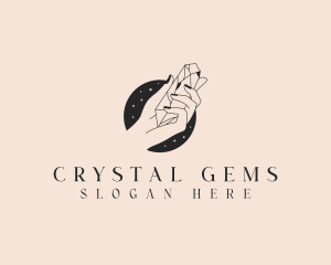 Cosmic Crystal Jeweler Hand logo design