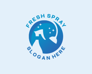 Cleaning Spray Bottle Sanitizer logo design