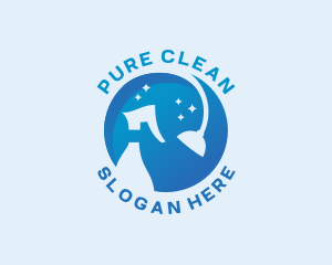 Cleaning Spray Bottle Sanitizer logo design