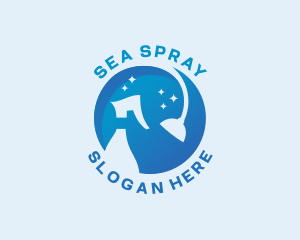 Cleaning Spray Bottle Sanitizer logo design