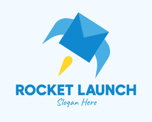 Blue Envelope Rocket logo design