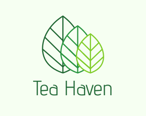 Tea Leaves Line Art logo design