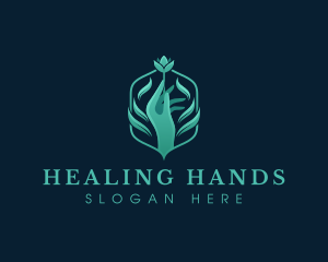 Hand  Flower Wellness logo design