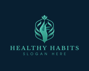 Hand  Flower Wellness logo design