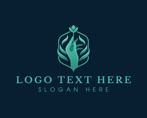 Hand - Hand  Flower Wellness logo design