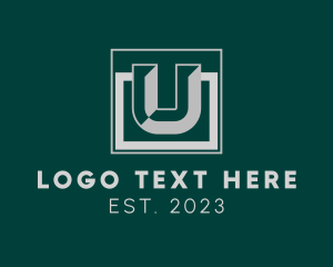 University - Gray Stencil Letter U logo design