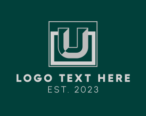Silver - Gray Stencil Letter U logo design