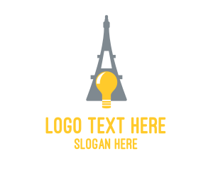 Bulb - Eiffel Tower Light Bulb logo design