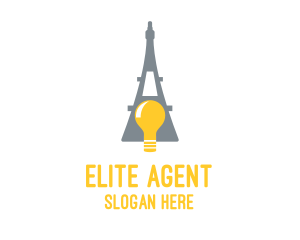 Eiffel Tower Light Bulb logo design