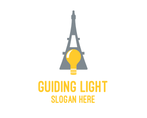 Eiffel Tower Light Bulb logo design