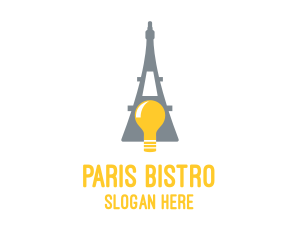 Eiffel Tower Light Bulb logo design