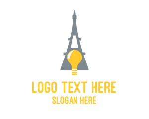 Travel Agent - Eiffel Tower Light Bulb logo design