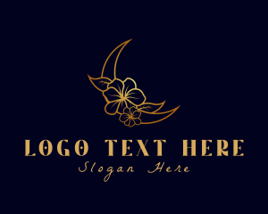 Decorative - Gold Floral Moon logo design
